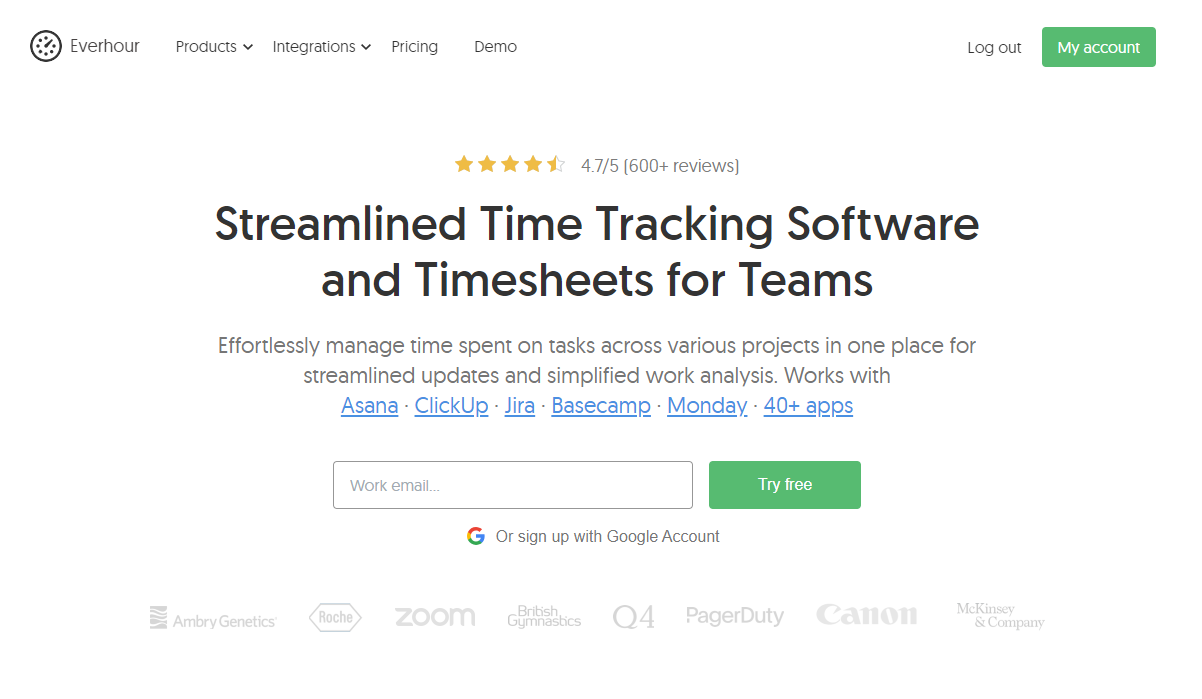 Everhour time tracker.