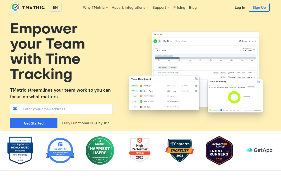 Tmetric as a time tracker.